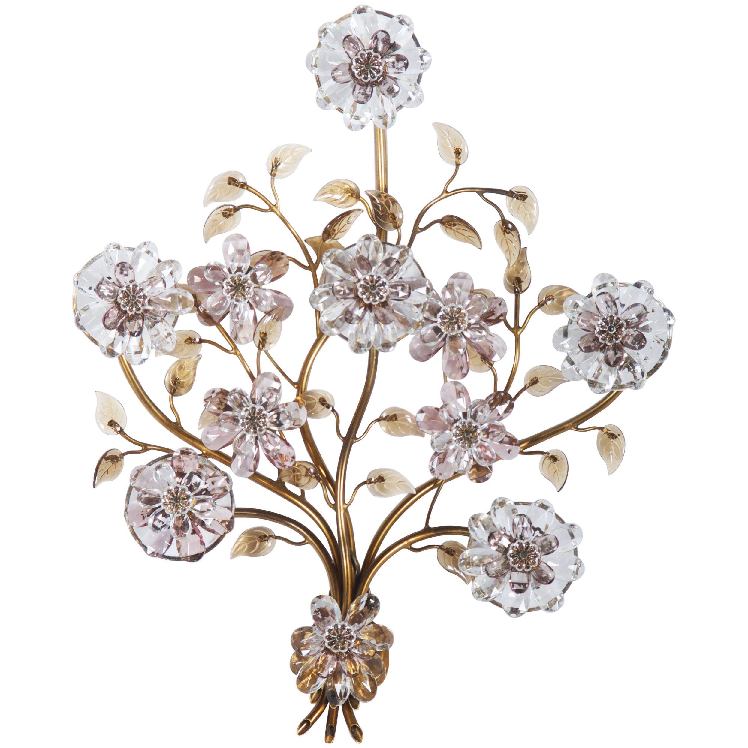 Sconce with Glass Flowers by Oswald Haerdtl for J. & L. Lobmeyr  For Sale