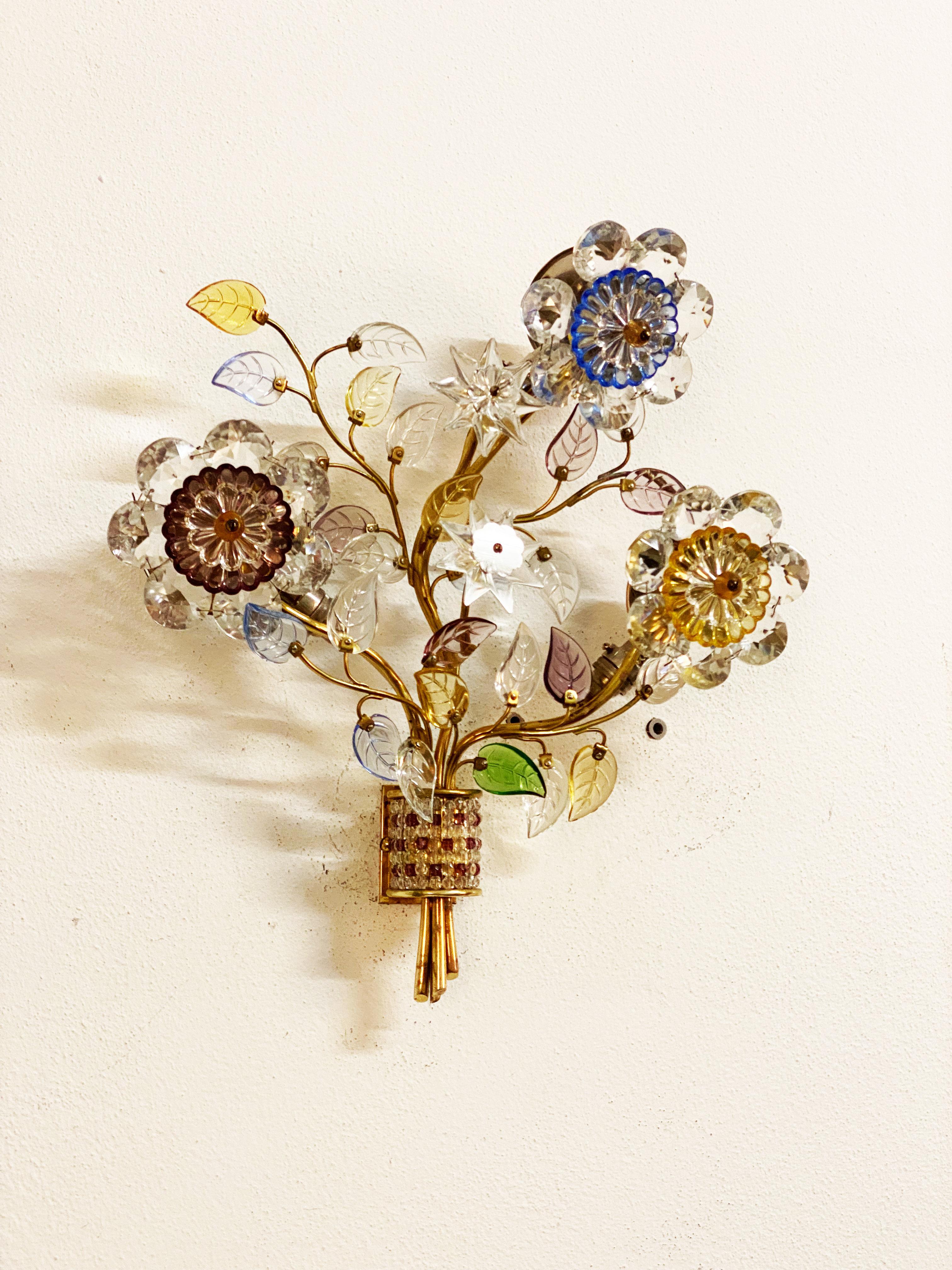 Sconce with Glass Flowers by Oswald Haerdtl for J. & L. Lobmeyr For Sale 9
