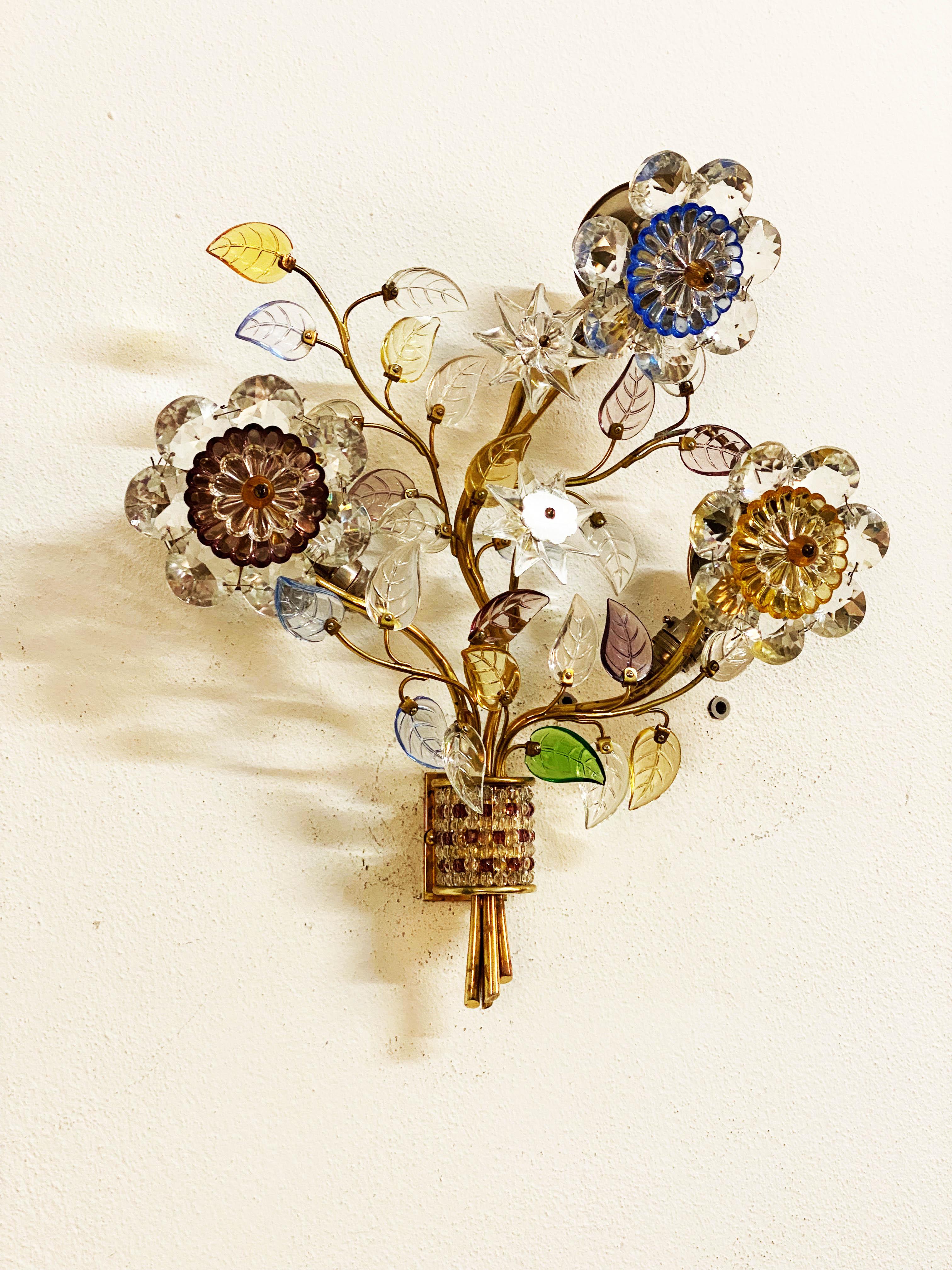 Sconce with Glass Flowers by Oswald Haerdtl for J. & L. Lobmeyr For Sale 10