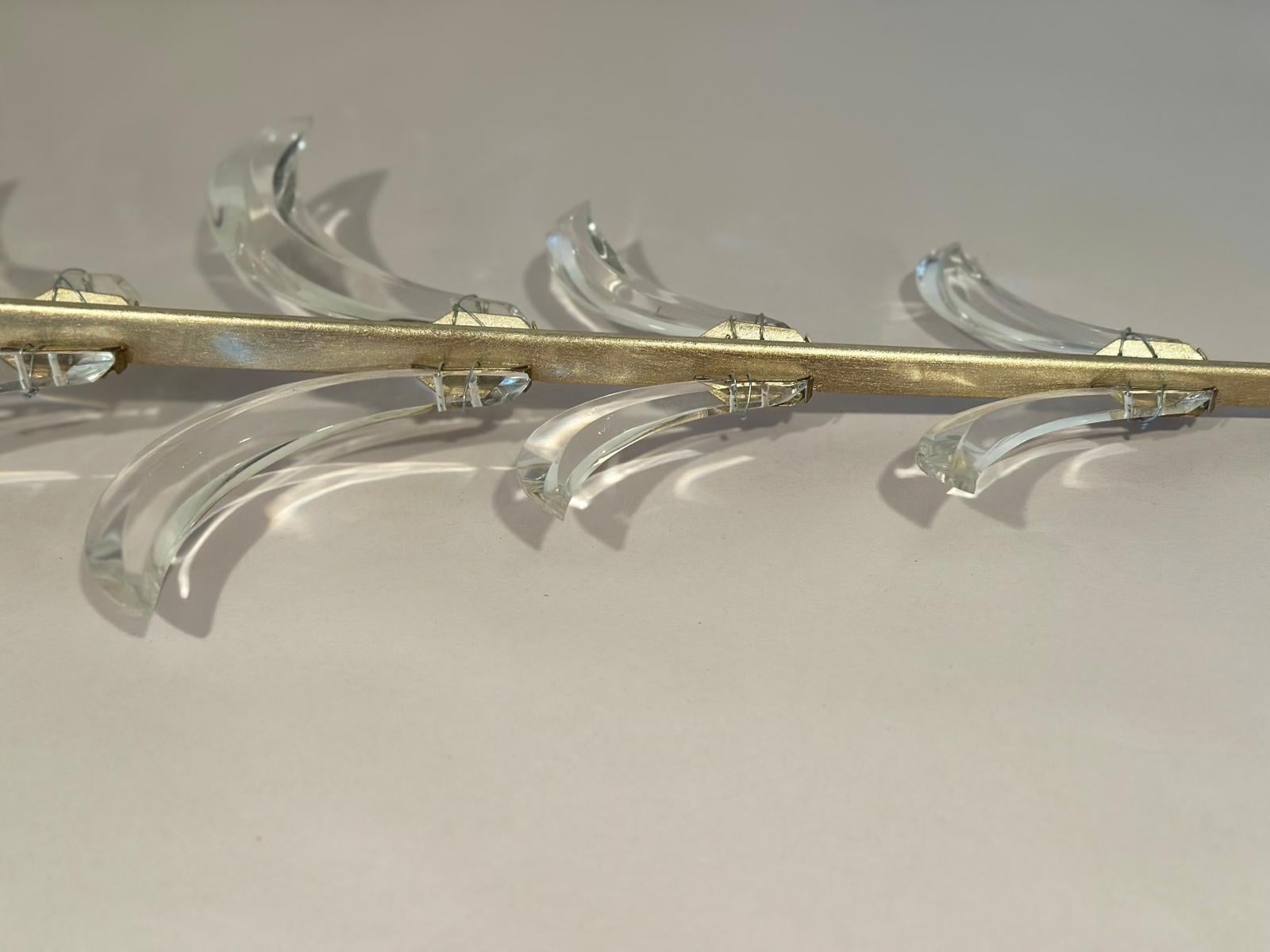 Contemporary Sconce With Soft GoldLeaf Finish Featuring Beveled Crystal Accents & Beige Shade For Sale
