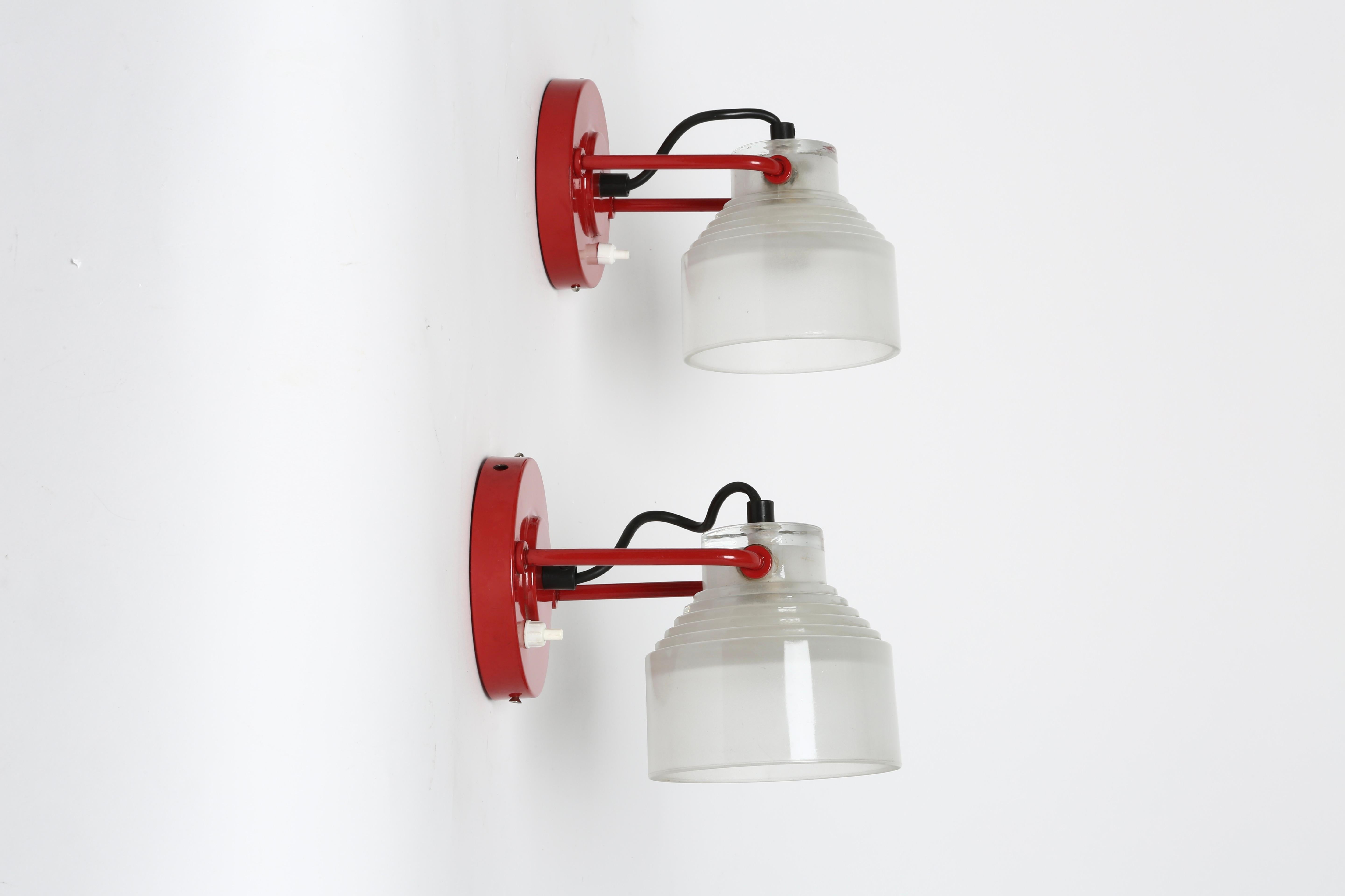 Enameled Sconces Attributed to Oluce, Italy, circa 1960s For Sale