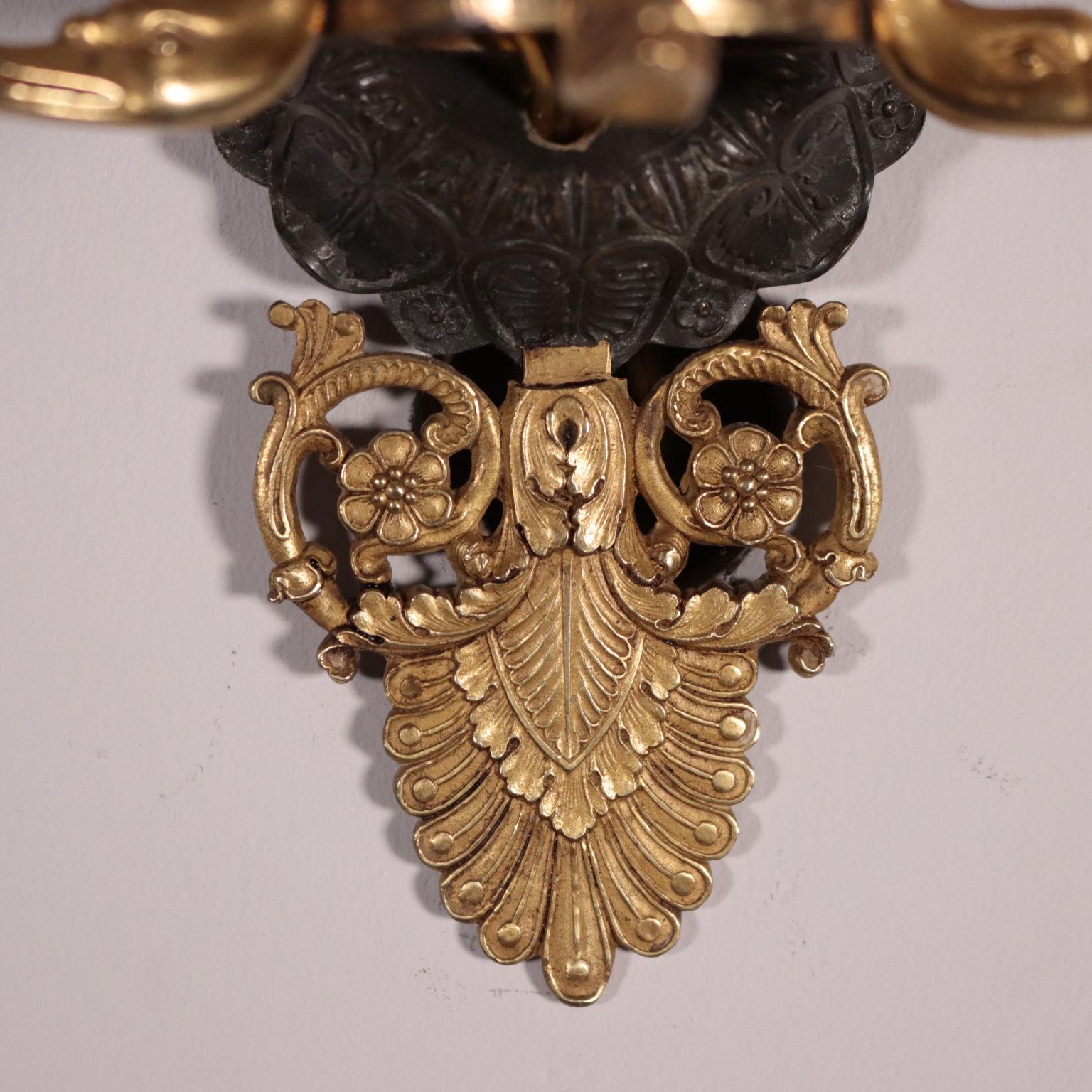 Sconces Bourbon Restoration Gilded Bronze, Italy, Second Quarter 1800 In Fair Condition In Milano, IT