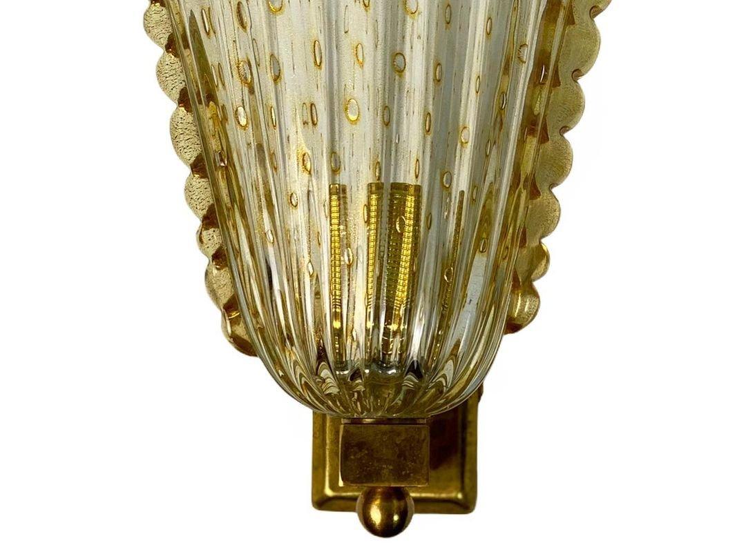Regency Mid-Century Modern Murano Glass Sconces from Barovier&Toso, 1970s, Set of 3. 