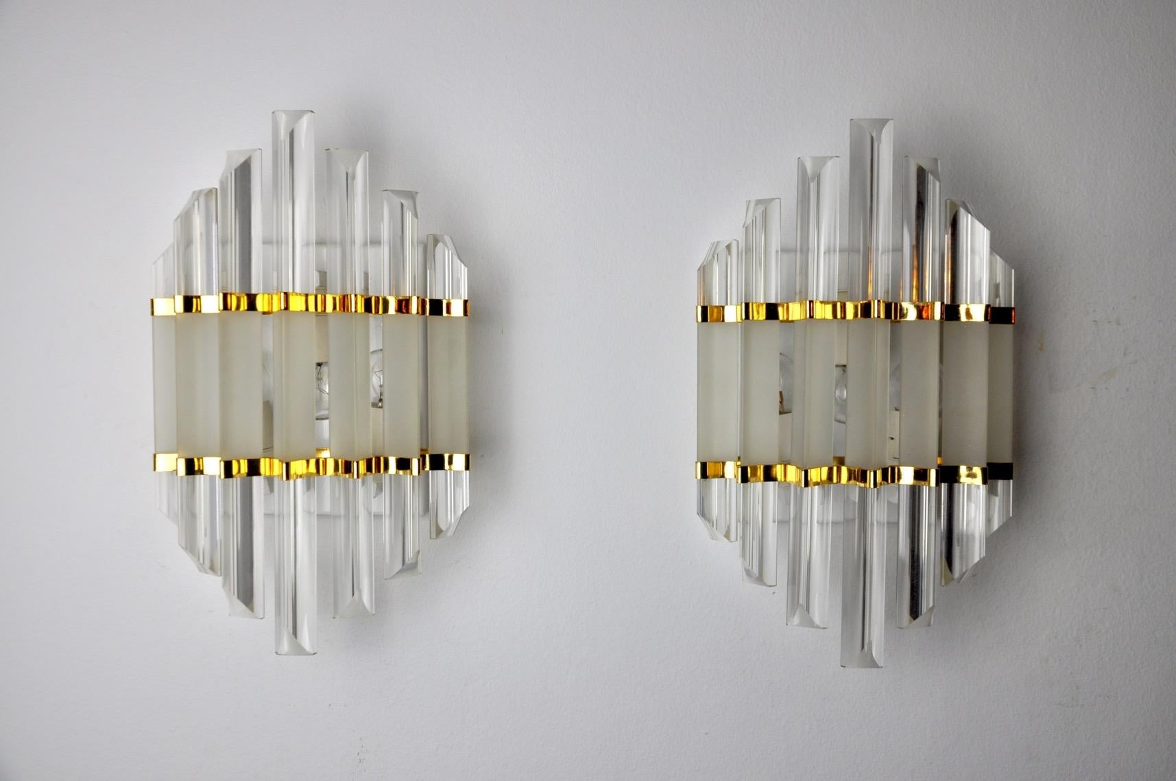 Hollywood Regency Sconces from Venini, Italy, 1970s, Set of 2 For Sale