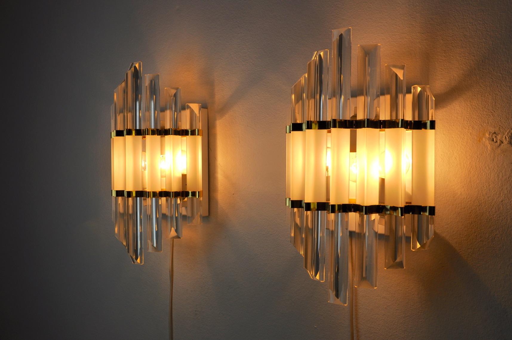Crystal Sconces from Venini, Italy, 1970s, Set of 2 For Sale