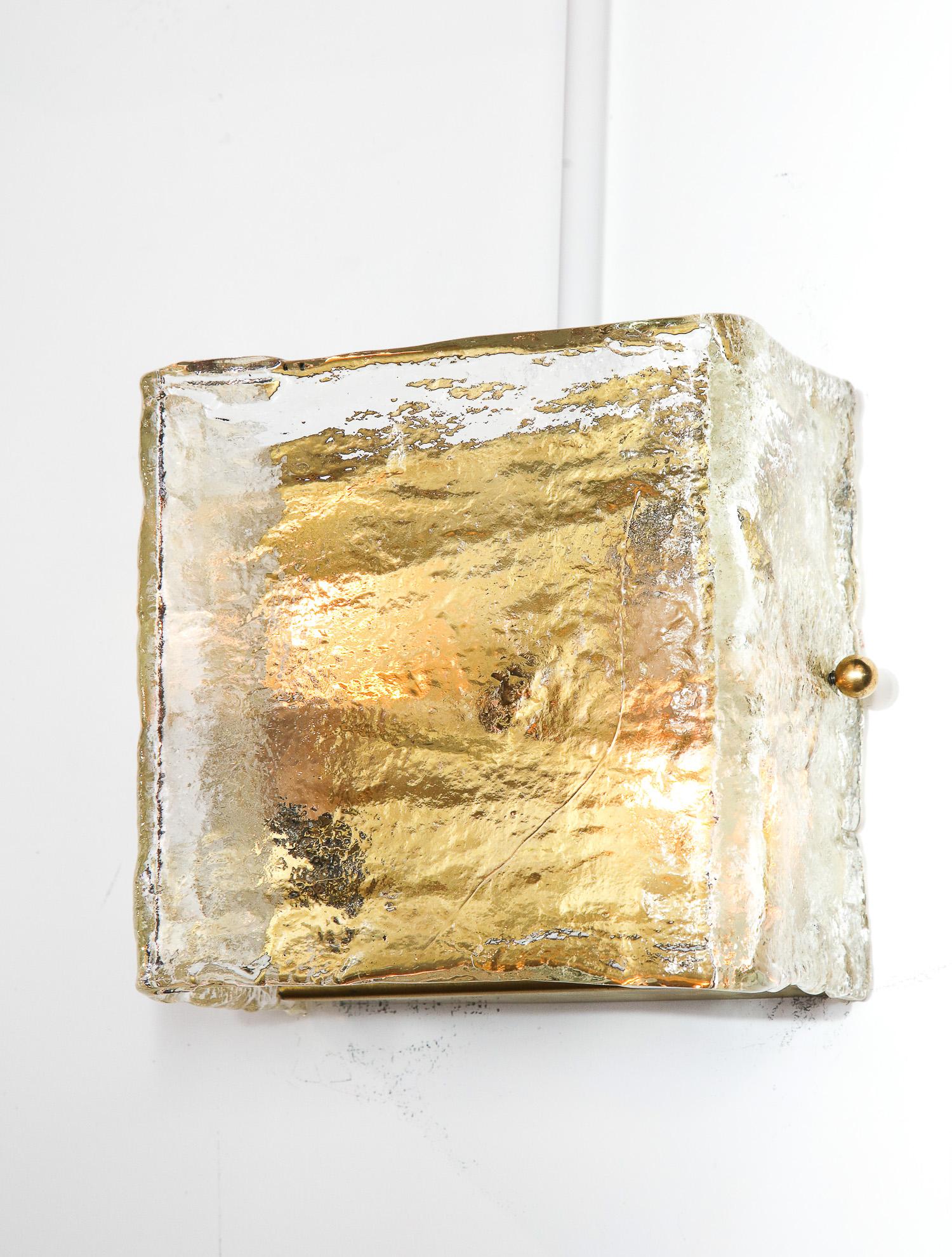 Mid-Century Modern Glass Sconce, Single, Murano, Midcentury Italian, Clear Glass, Italy, C 1960