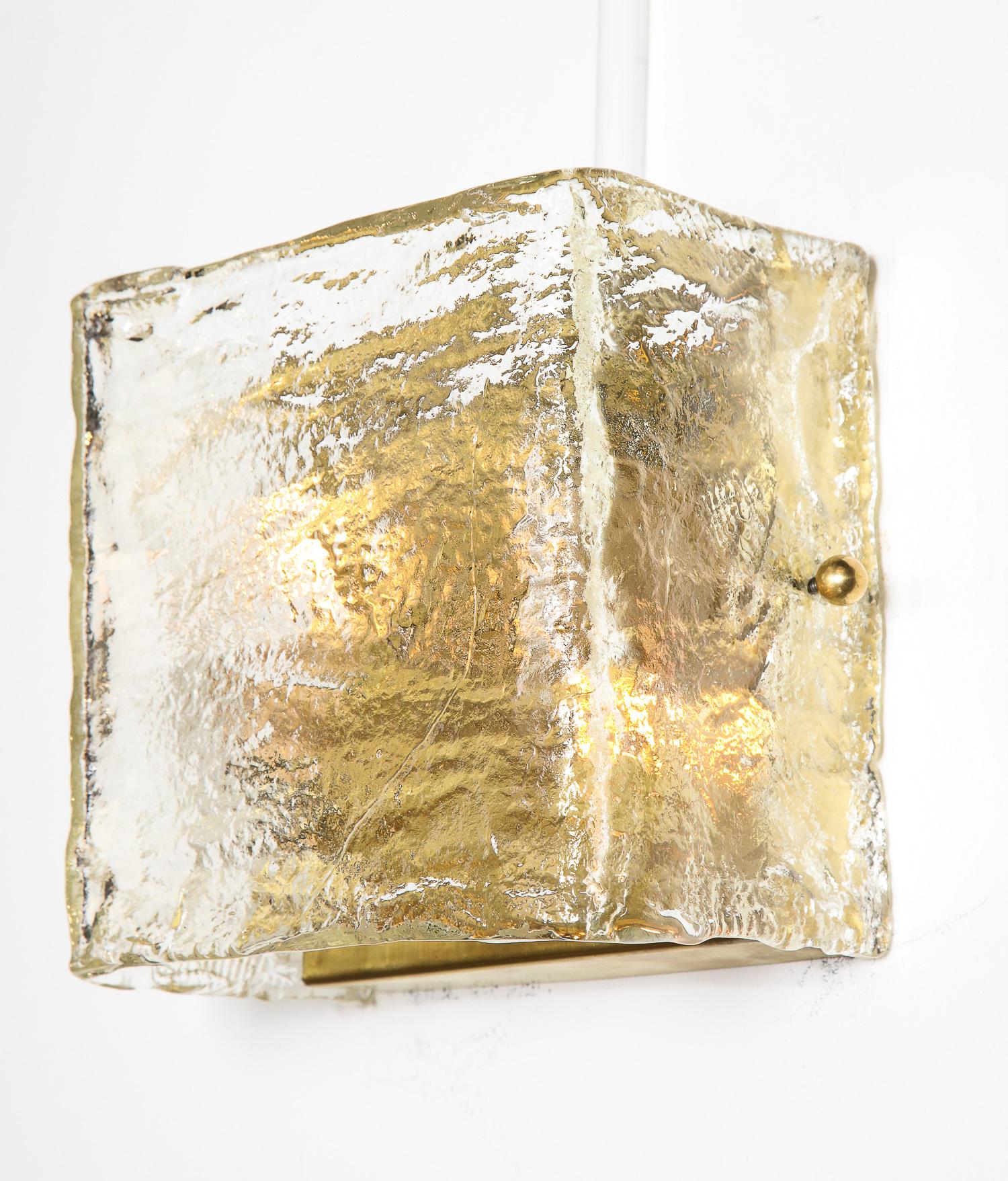 Mid-20th Century Glass Sconce, Single, Murano, Midcentury Italian, Clear Glass, Italy, C 1960 For Sale