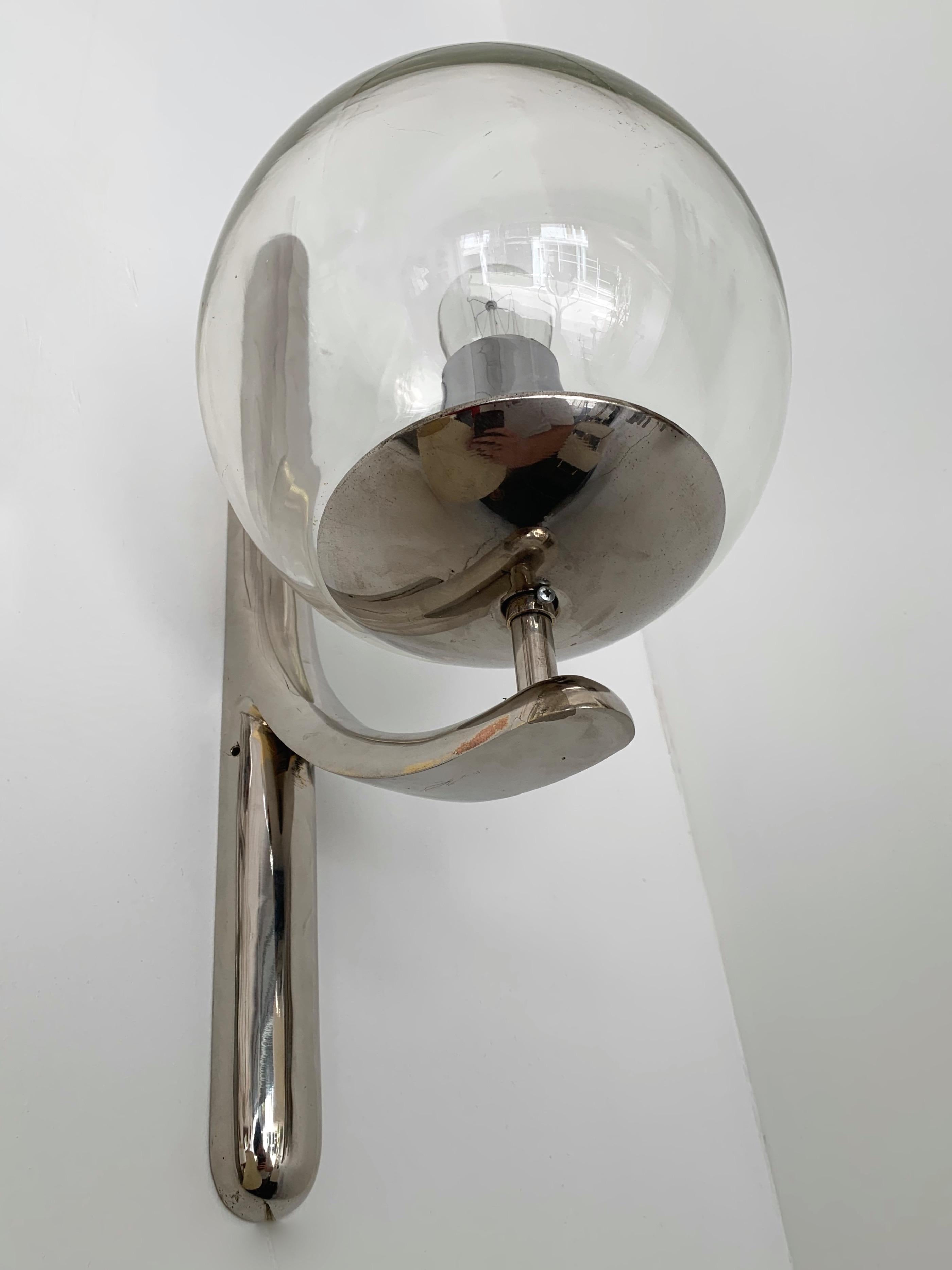 Sconces Silvered Bronze Murano Glass by Venini, 1980s For Sale 2
