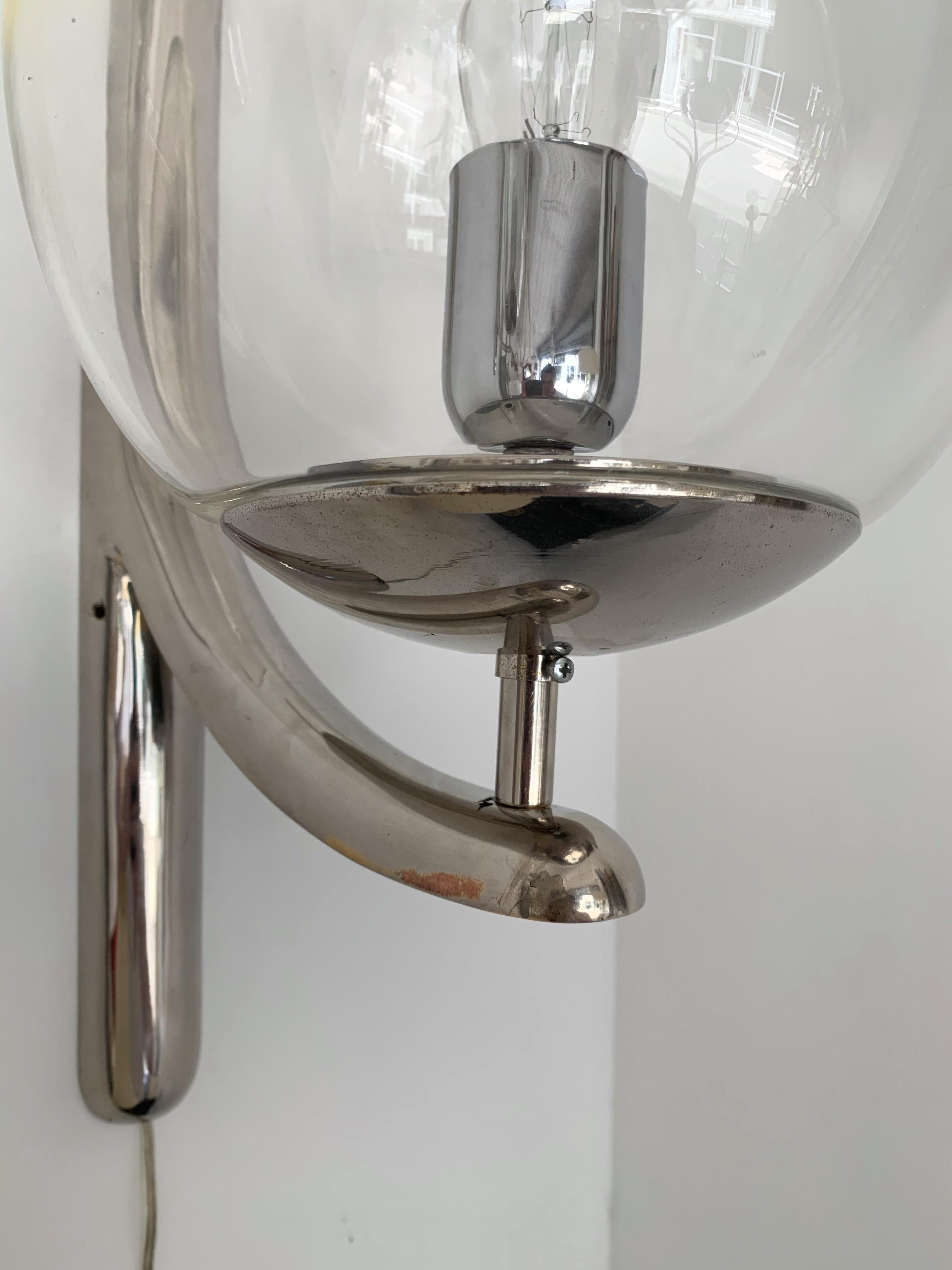 Sconces Silvered Bronze Murano Glass by Venini, 1980s For Sale 1