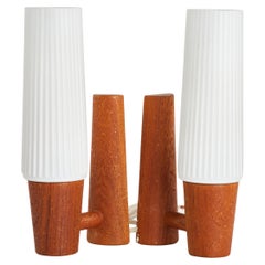 Sconces Teak and Glass anonymous  pair Sweden 1960
