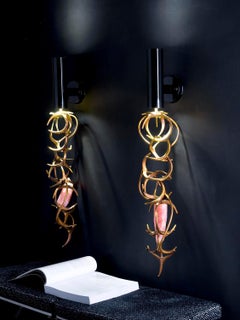 Sconces Wall Lamp Brass Rose Quartz Gold Italy