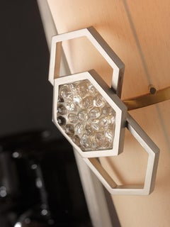 Sconces Wall Light Brass Lampshade Glass Crystal Ivory Italy