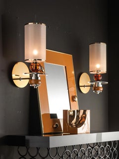 Sconces Wall Lights Brass Crystal Glass Majolica Gold Nickel Amber Italy