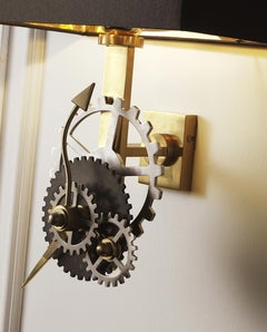 Sconces Wall Lights Brass Gold Burnished Iron Lampshade Silver Nickel Italy