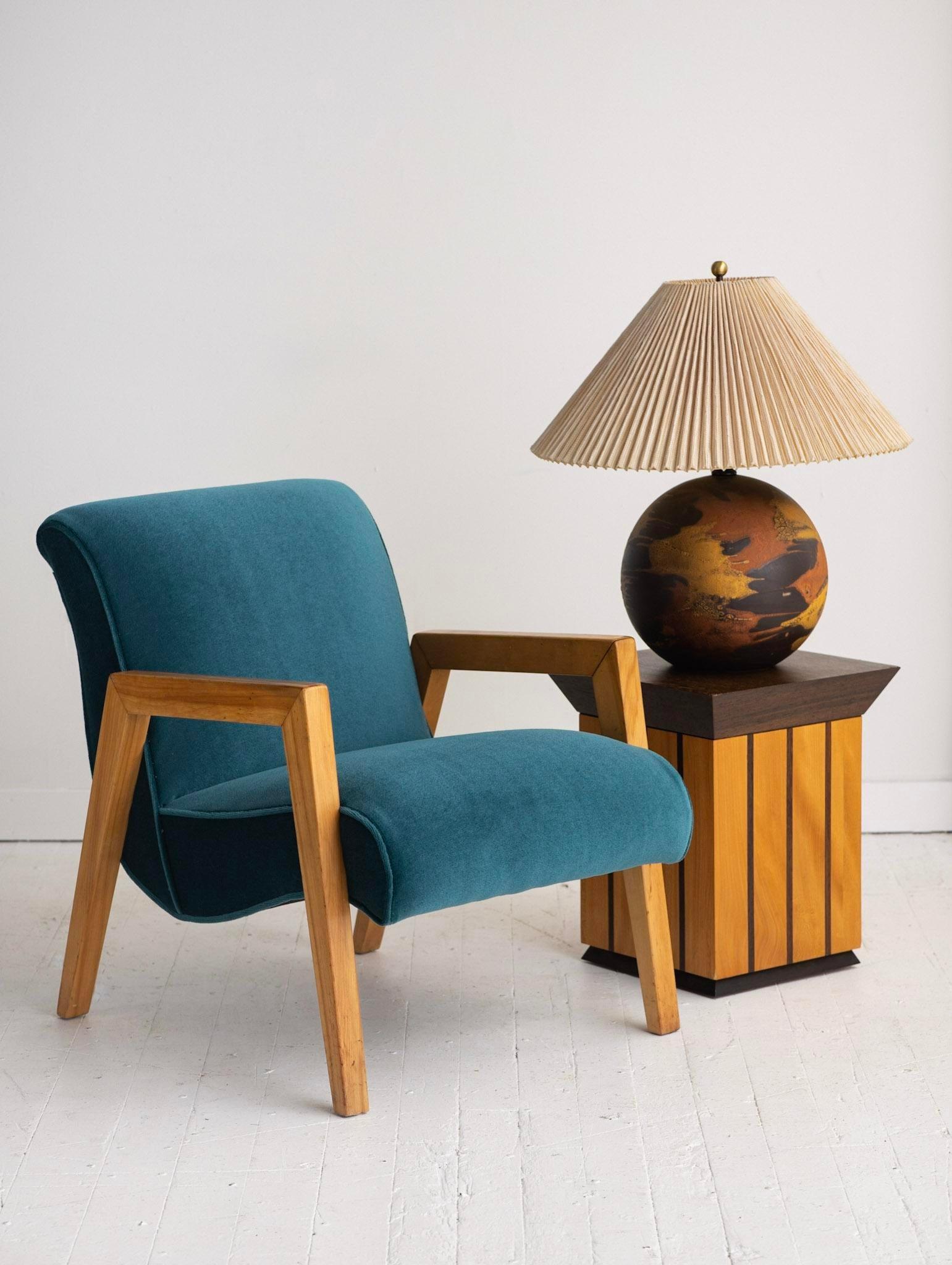 Scoop Chair by Leslie Diamond for Conant Ball in Teal Mohair 1