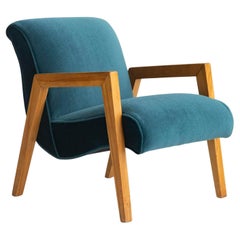 Scoop Chair von Leslie Diamond für Conant Ball aus blaugrünem Mohair