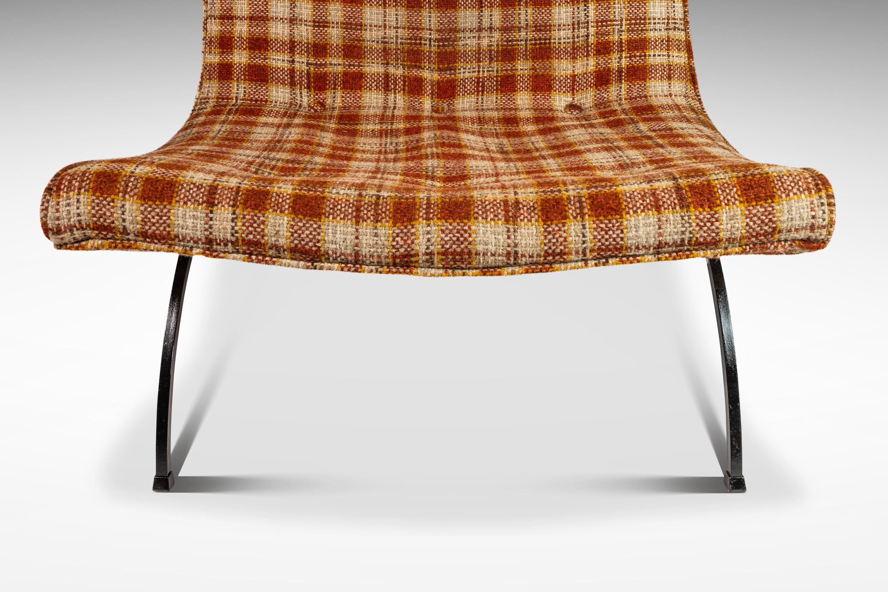 Chaise Scoop en tissu de laine à carreaux Milo Baughman, Thayer Coggin, États-Unis, vers les années 1950 en vente 3