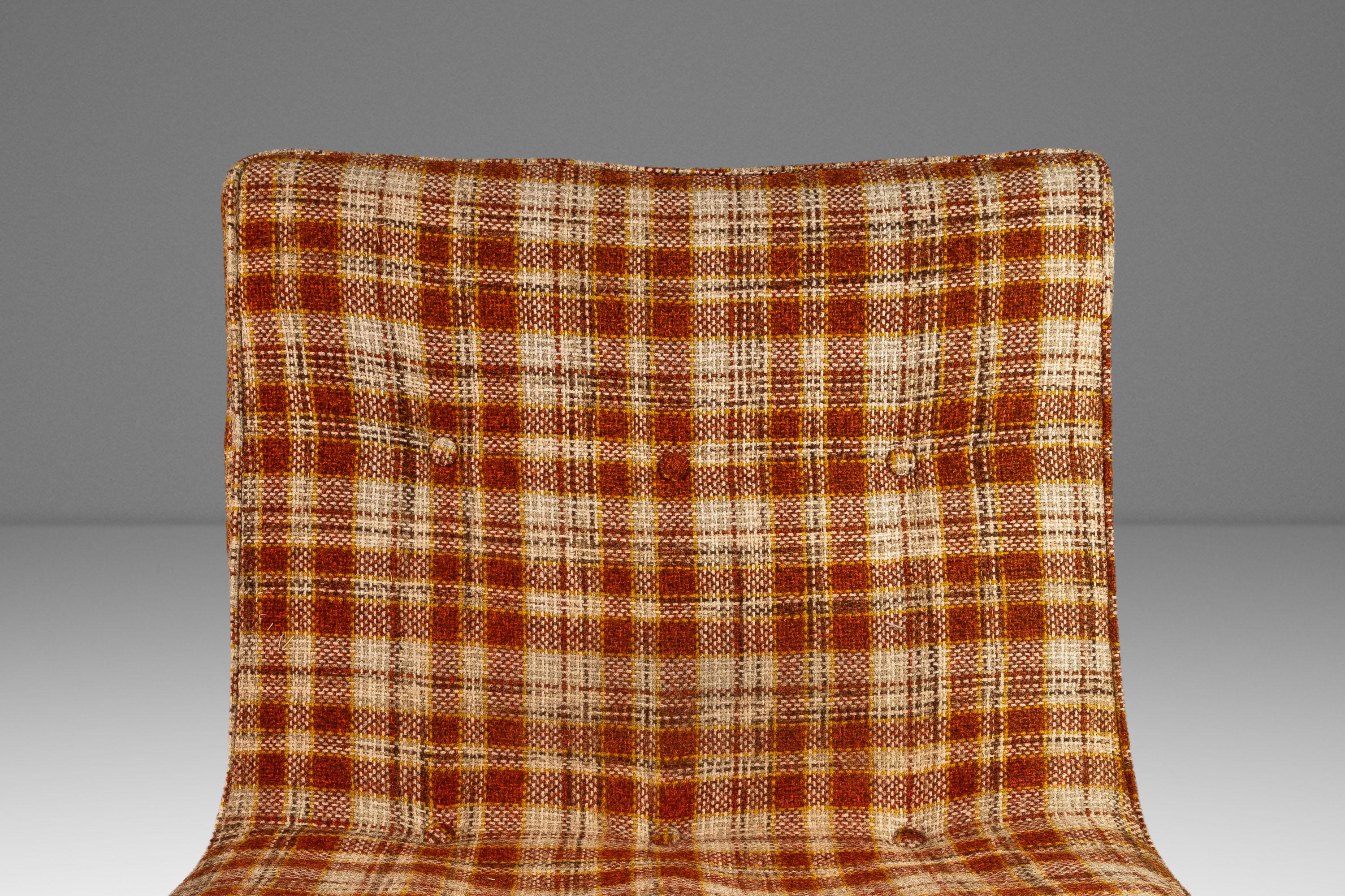 Chaise Scoop en tissu de laine à carreaux Milo Baughman, Thayer Coggin, États-Unis, vers les années 1950 en vente 4