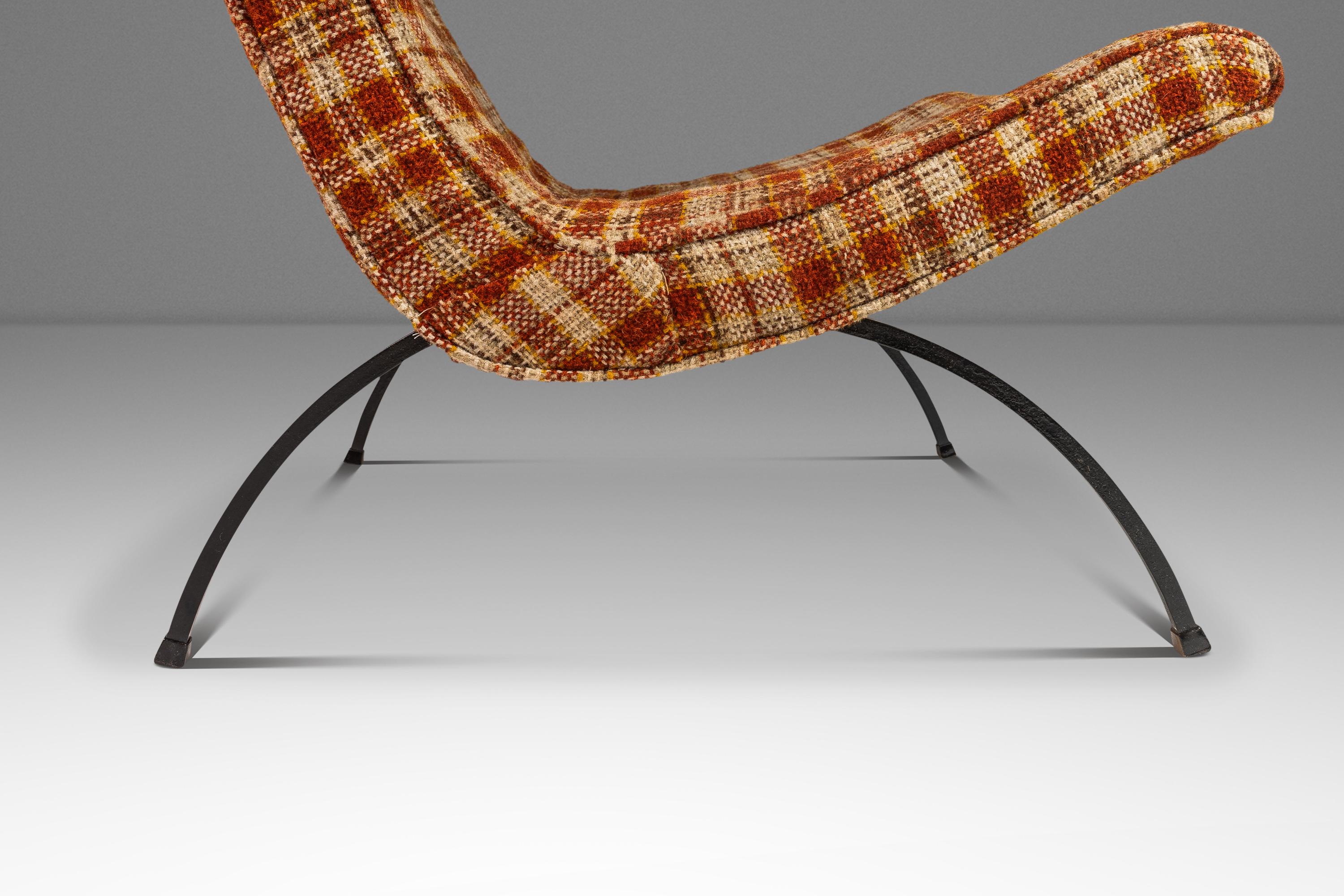 Chaise Scoop en tissu de laine à carreaux Milo Baughman, Thayer Coggin, États-Unis, vers les années 1950 en vente 6