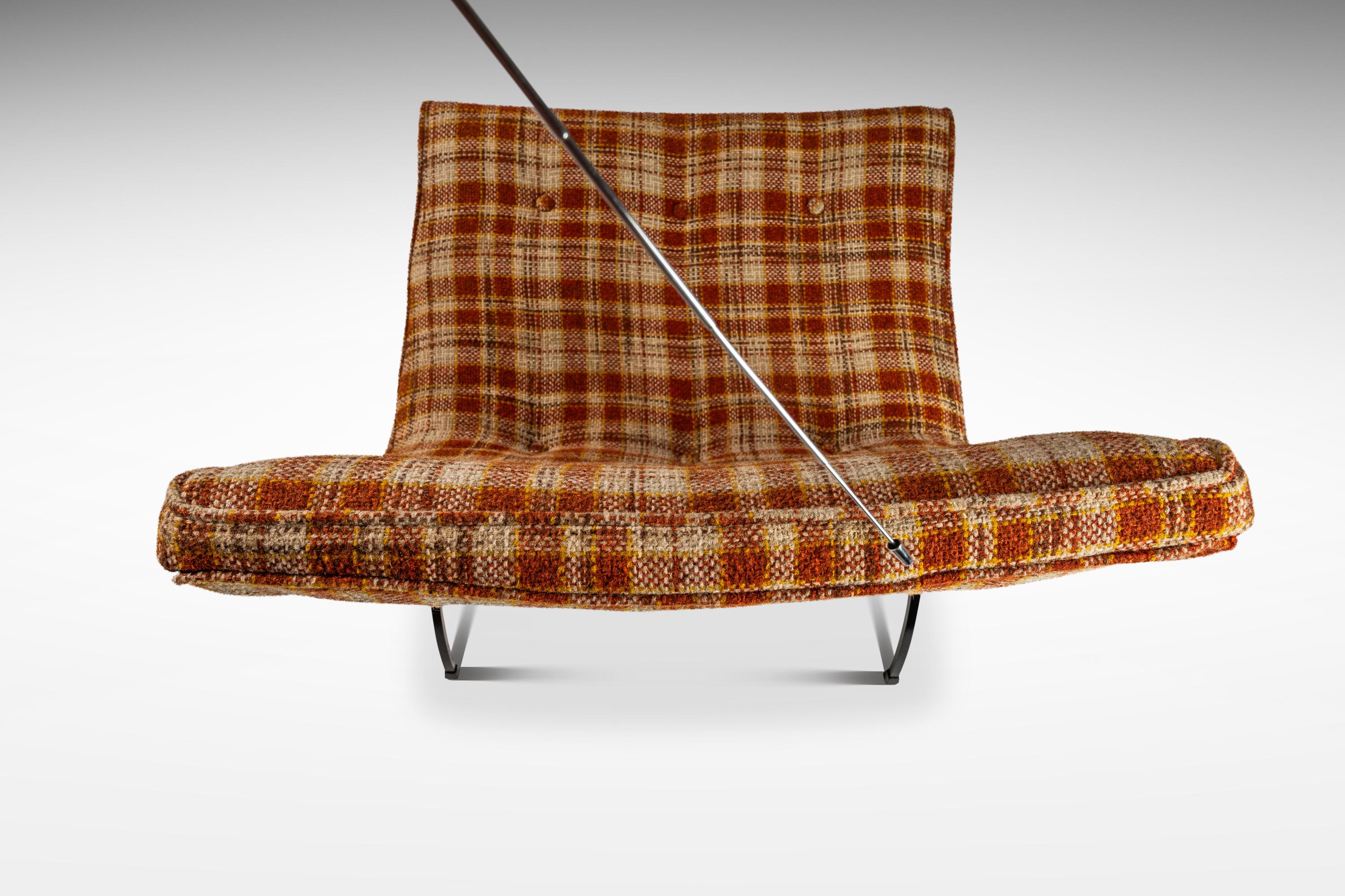 Chaise Scoop en tissu de laine à carreaux Milo Baughman, Thayer Coggin, États-Unis, vers les années 1950 en vente 8