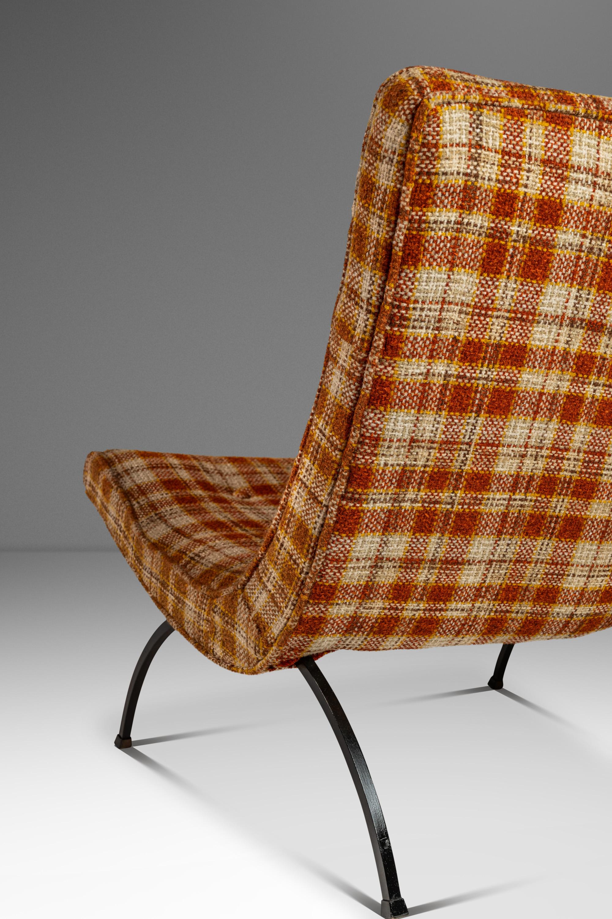 Chaise Scoop en tissu de laine à carreaux Milo Baughman, Thayer Coggin, États-Unis, vers les années 1950 en vente 9