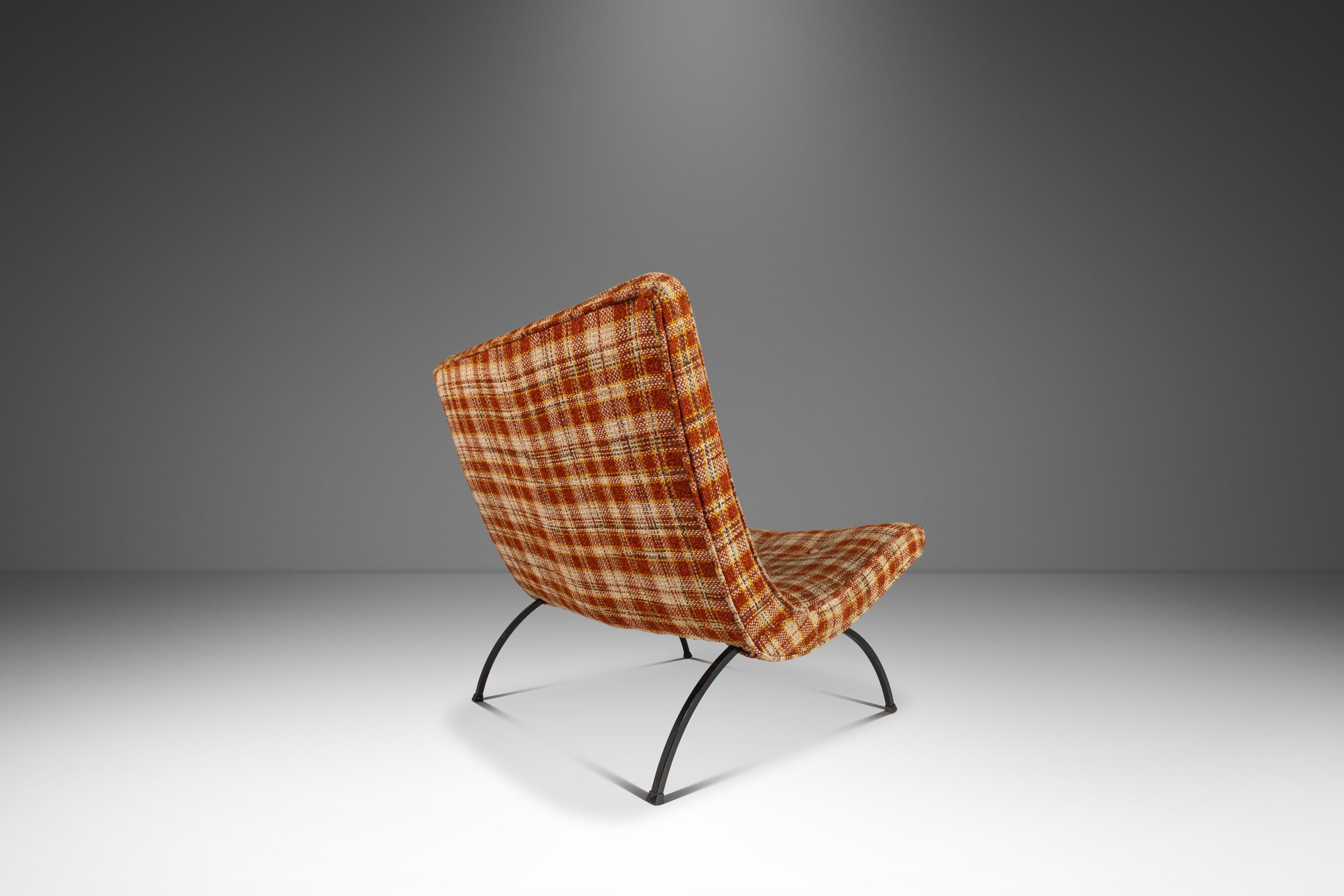 Laine Chaise Scoop en tissu de laine à carreaux Milo Baughman, Thayer Coggin, États-Unis, vers les années 1950 en vente
