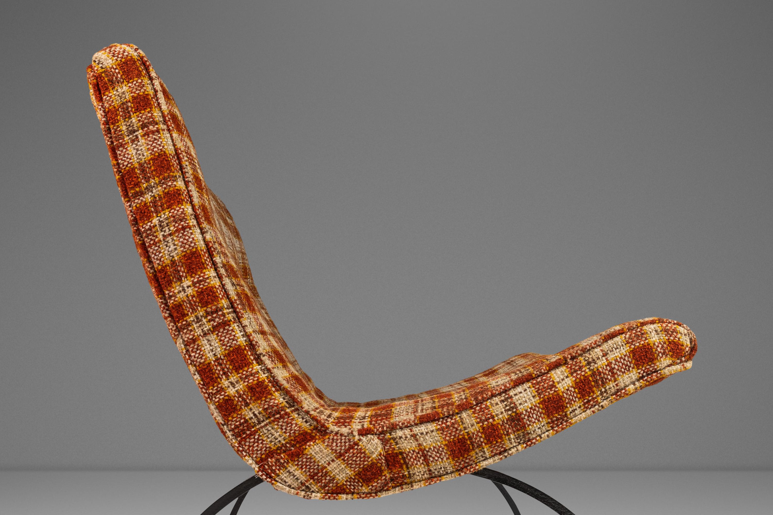 Chaise Scoop en tissu de laine à carreaux Milo Baughman, Thayer Coggin, États-Unis, vers les années 1950 en vente 2