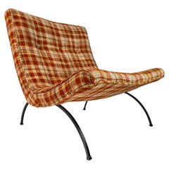 Scoop Chair in Woolen Plaid Fabric, Milo Baughman, Thayer Coggin, USA, c. 1950's