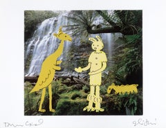 "Compartiendo pensamientos con Scooter en las Cataratas Sagradas "Técnica mixta firmada por Glithorthian