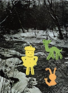 "Invierno en el bosque de Scooter", Técnica mixta sobre papel, Firmado