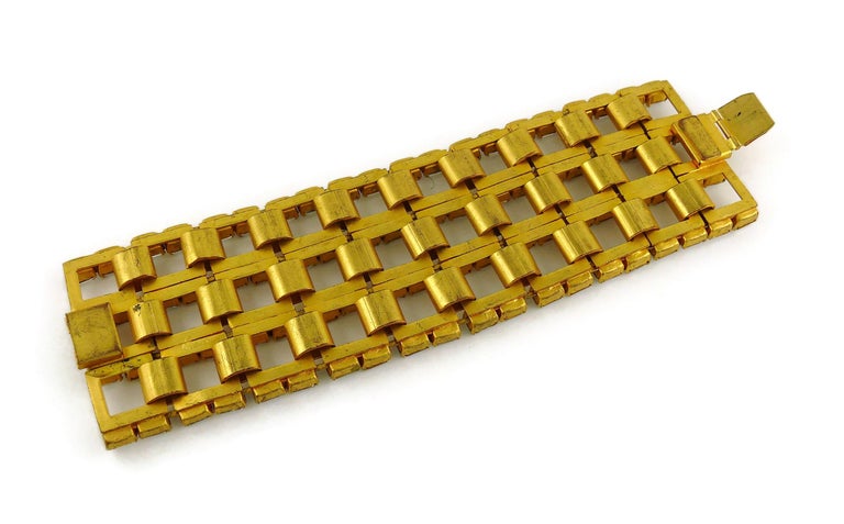 Bracelet Manchette Vintage Scooter Paris - Pierres Multicolores Sur Bronze, Longueur 17-18 Cm, Occasion