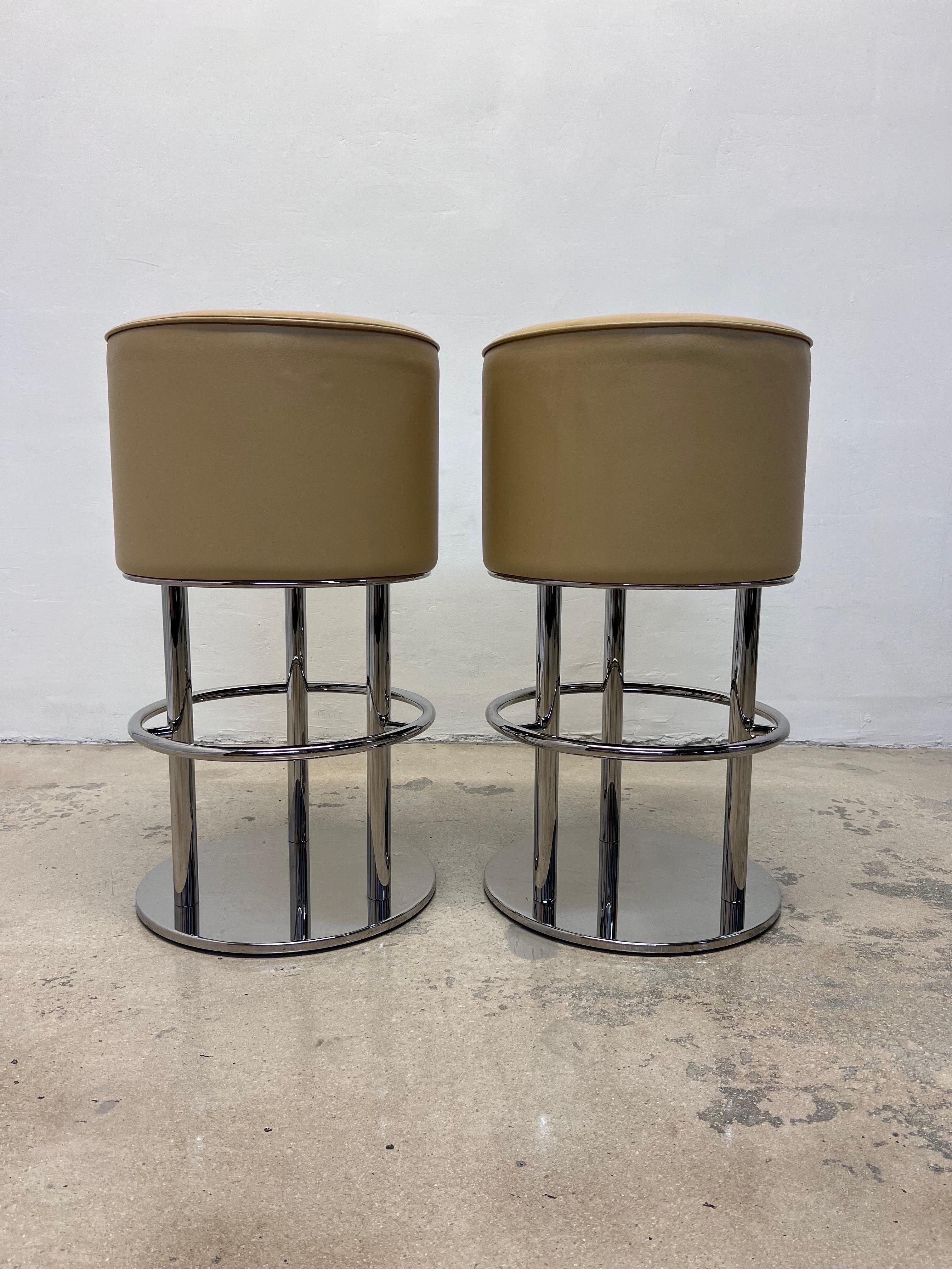 Scootz Bar Stools by Brueton, Pair In Good Condition In Miami, FL