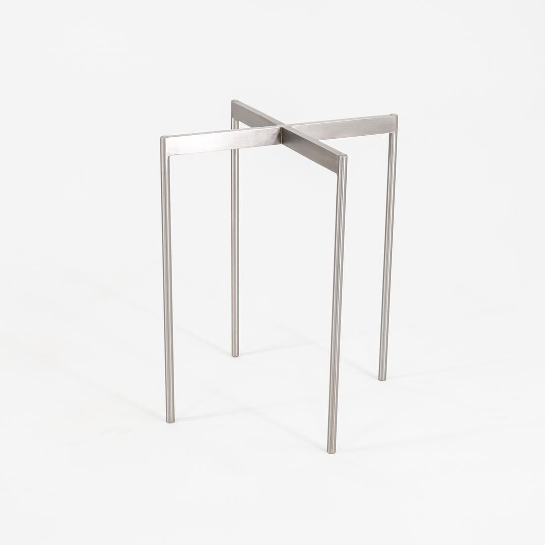 Scope Series Stainless Side Tables with Dark Glass Top 2x Available For Sale 1