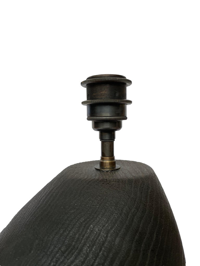 Scorched Oak Wood Table Lamp For Sale at 1stDibs