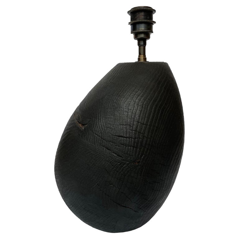 Scorched Oak Wood Table Lamp For Sale at 1stDibs