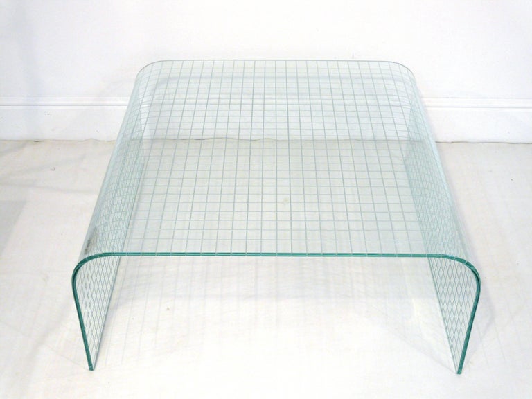 Scored Glass Waterfall Coffee Table Style Of Fiam At 1stdibs