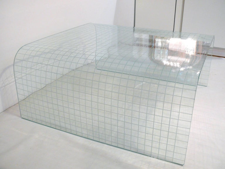 Scored Glass Waterfall Coffee Table Style Of Fiam At 1stdibs