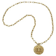 Vintage Scorpio Gold Pendant Necklace
