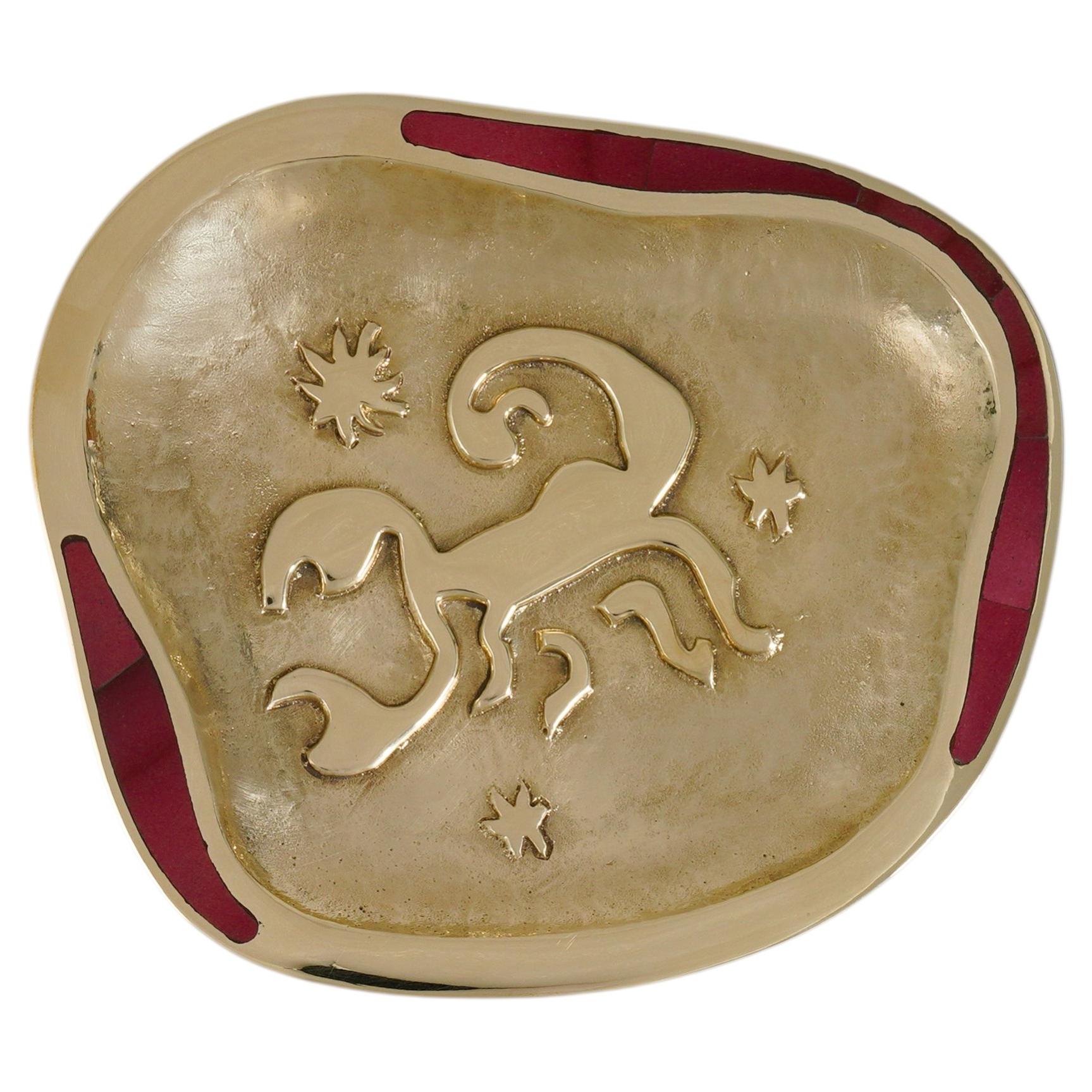 Decorative Brass Trinket Tray, Scorpio with Semi Precious, Viya by Vikram Goyal For Sale