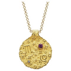 Scorpio Zodiac Pendant – 14K Solid Gold  Astrology Necklace  Oltremare Gioielli