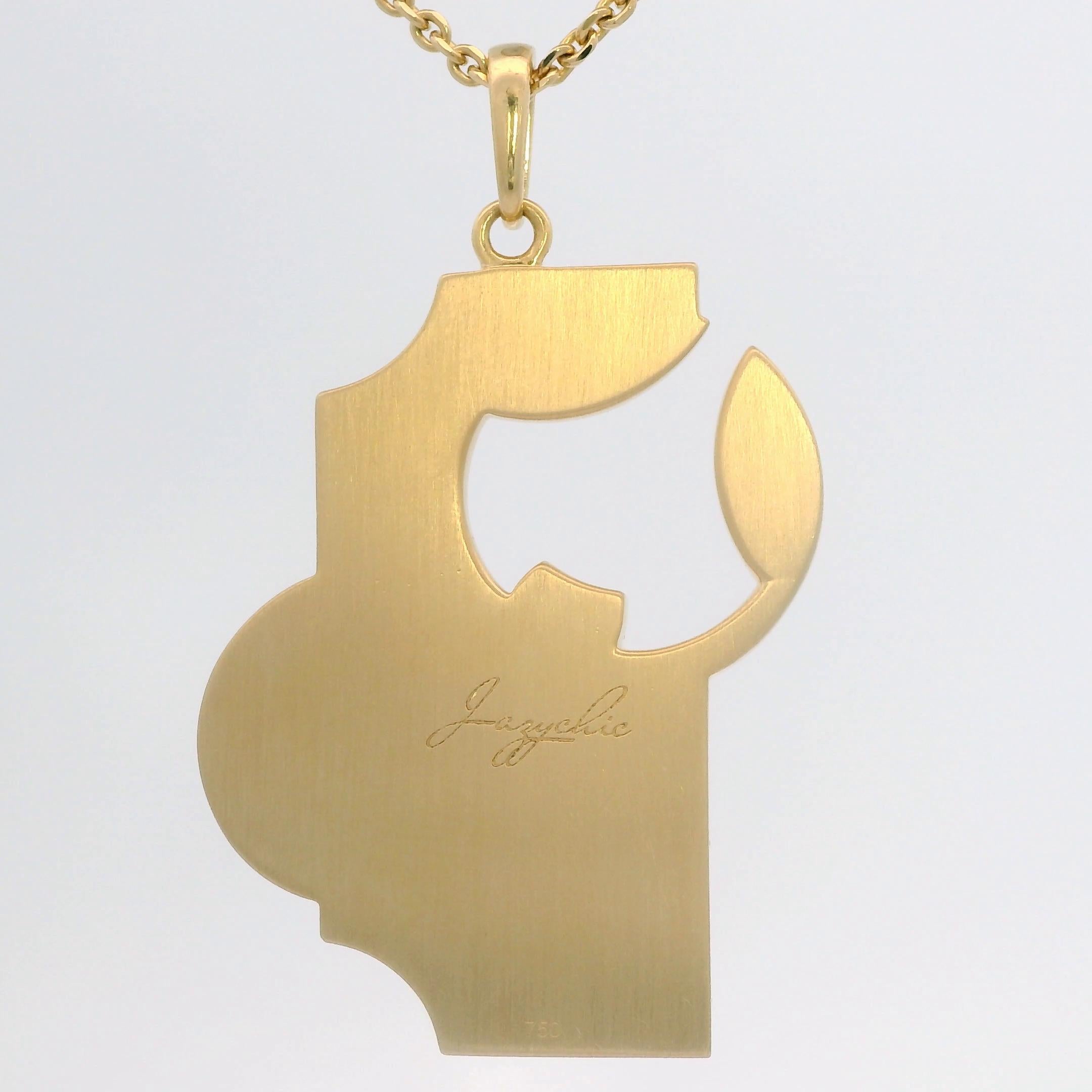 Ciondolo Zodiac in oro 18k con diamanti da 0,84 carati e 34 turchesi In condizioni Nuovo in vendita a Pforzheim, DE