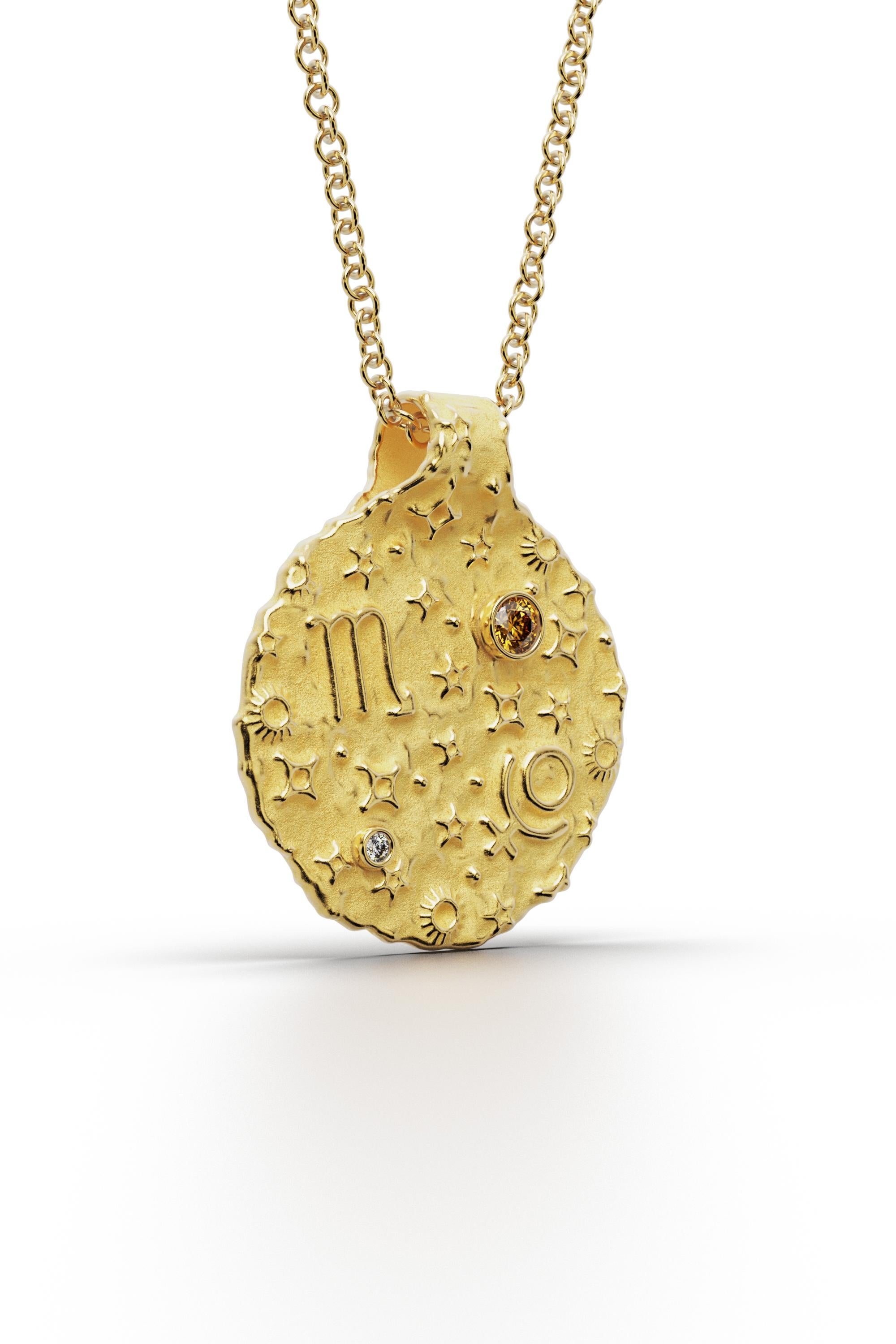 Scorpio Zodiac Pendant – 18K Solid Gold  Astrology Necklace  Oltremare Gioielli In New Condition For Sale In Camisano Vicentino, VI