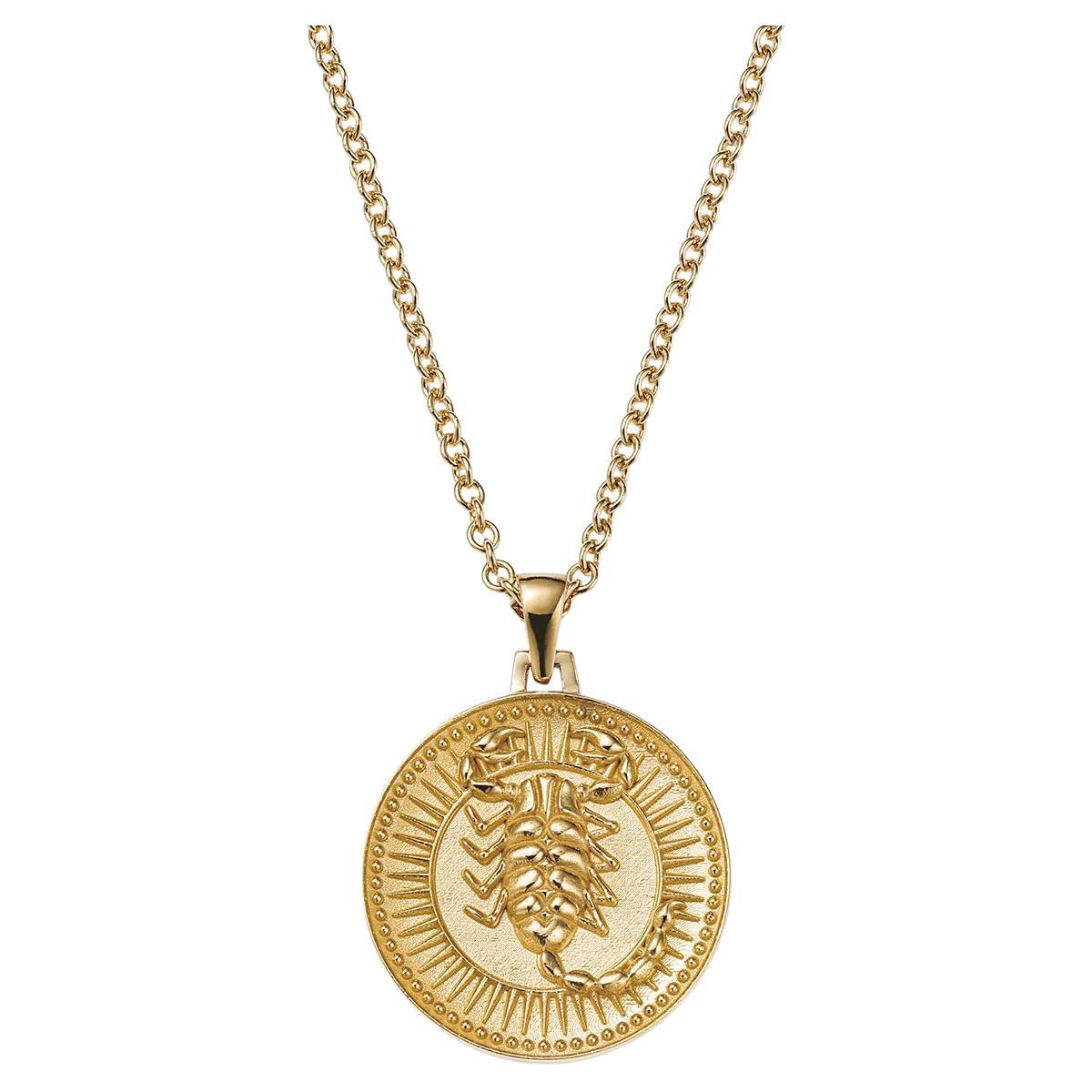 Scorpio Zodiac Pendant Necklace 18kt Fairmined Ecological Gold For Sale