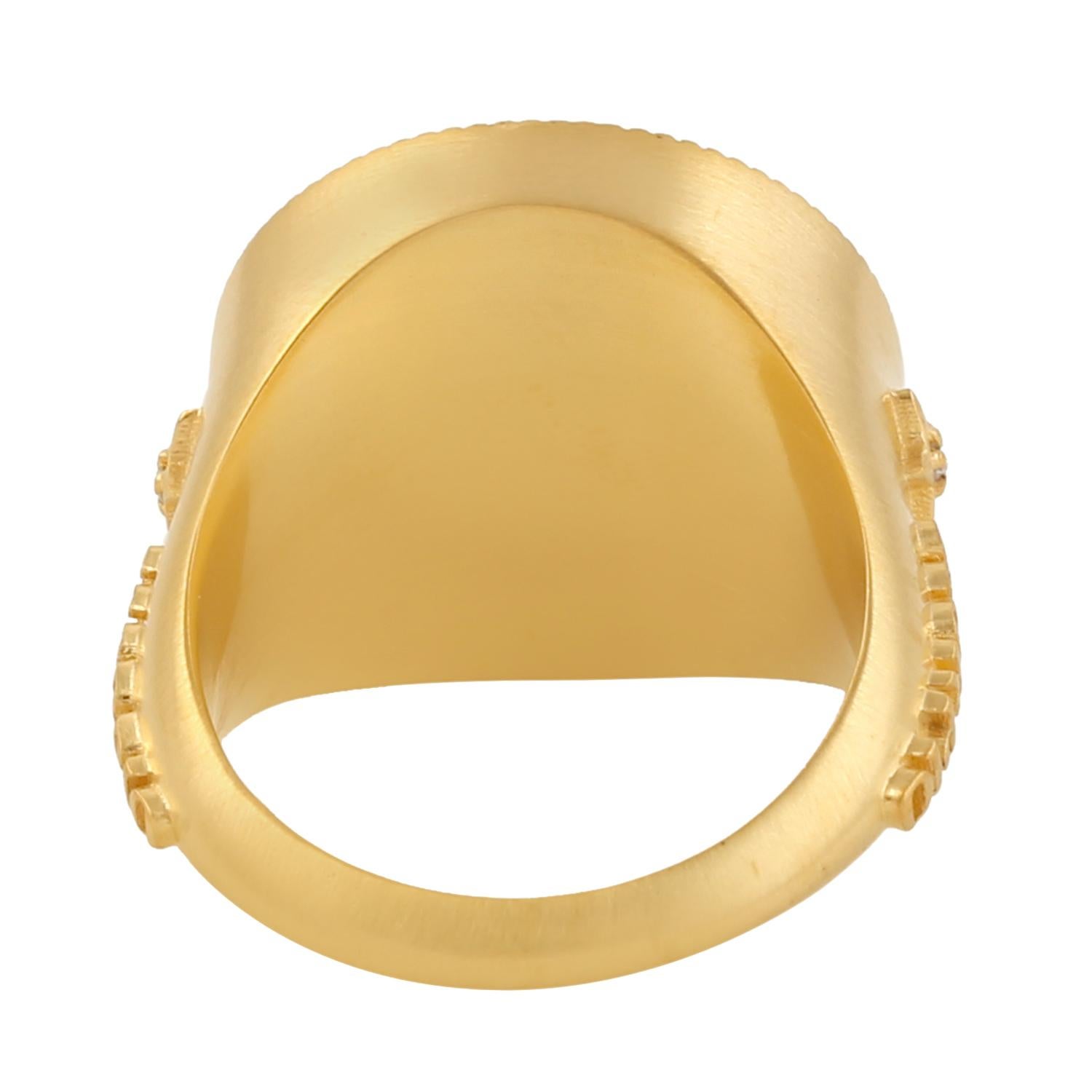 Mixed Cut Scorpio Zodiac Ring With Diamonds Made In 14K Yellow Gold For Sale