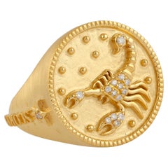 Bague du Zodiac Scorpion avec diamants en or jaune 14K