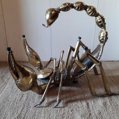 Scorpion Coffee Table in Golden Brass by Jacques Duval Brasseur 20th Century