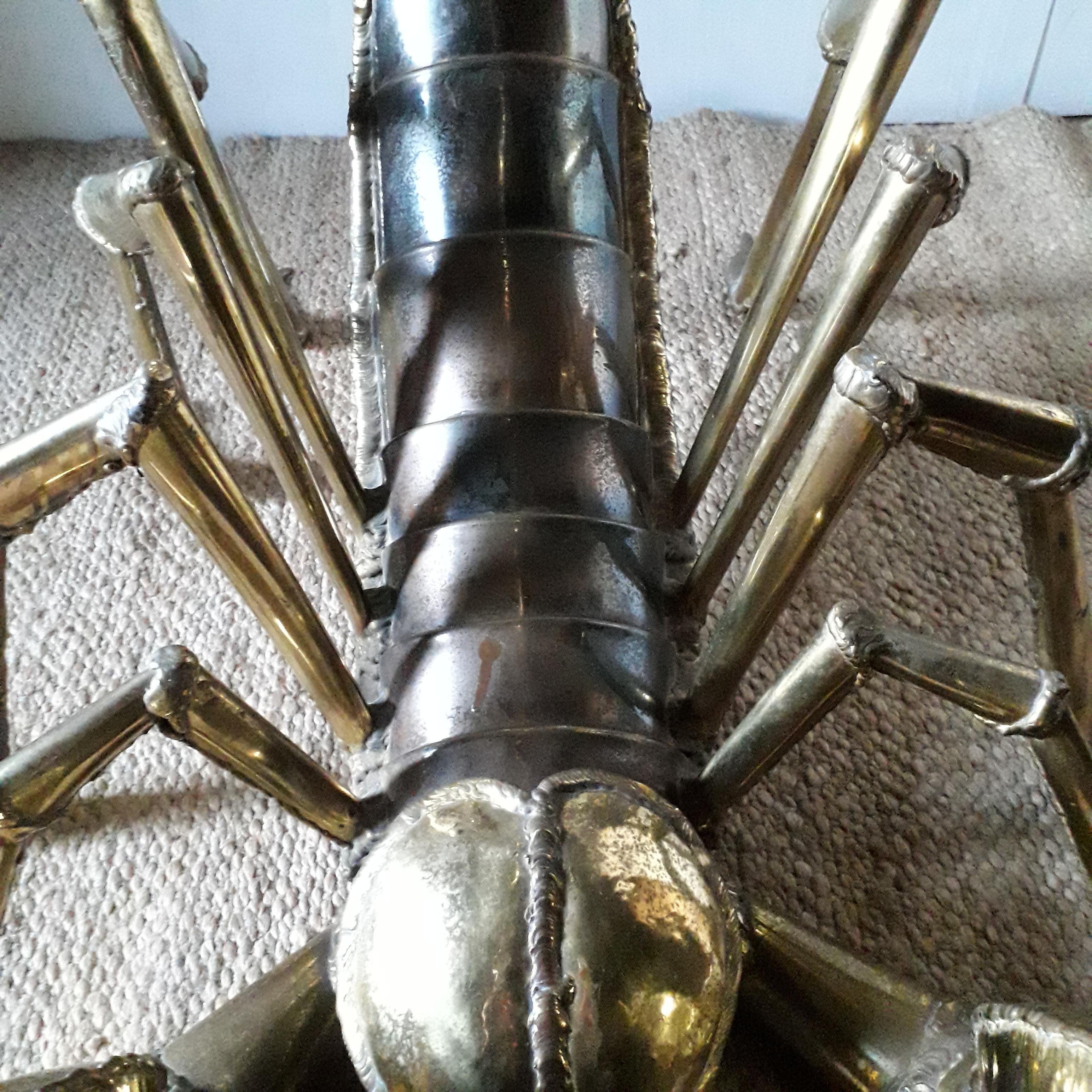 Late 20th Century Scorpion Coffee Table in Golden Brass by Jacques Duval Brasseur 20th Century For Sale