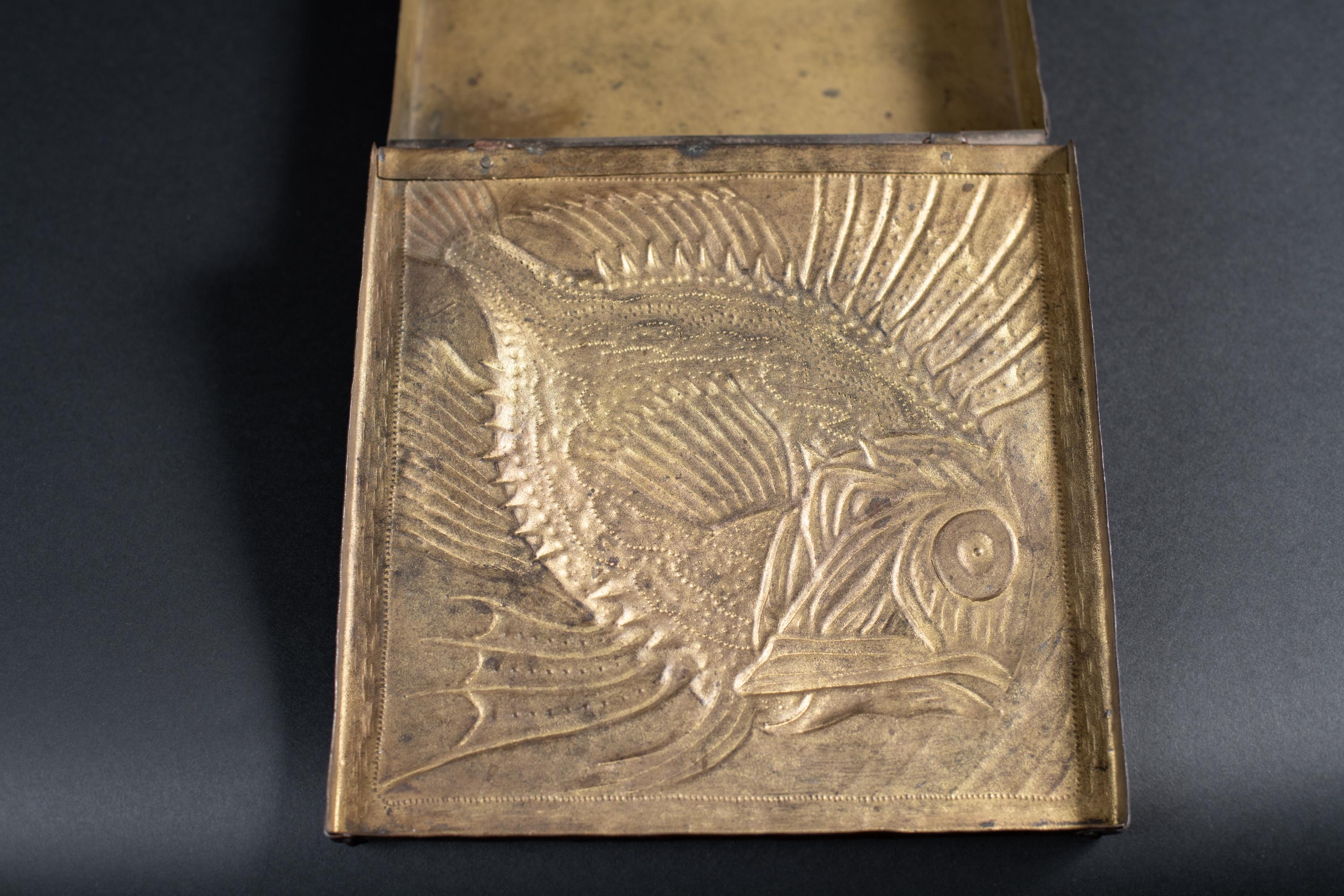 Art Nouveau Scorpion Fish Repoussé Box by Alfred Daguet For Sale 4