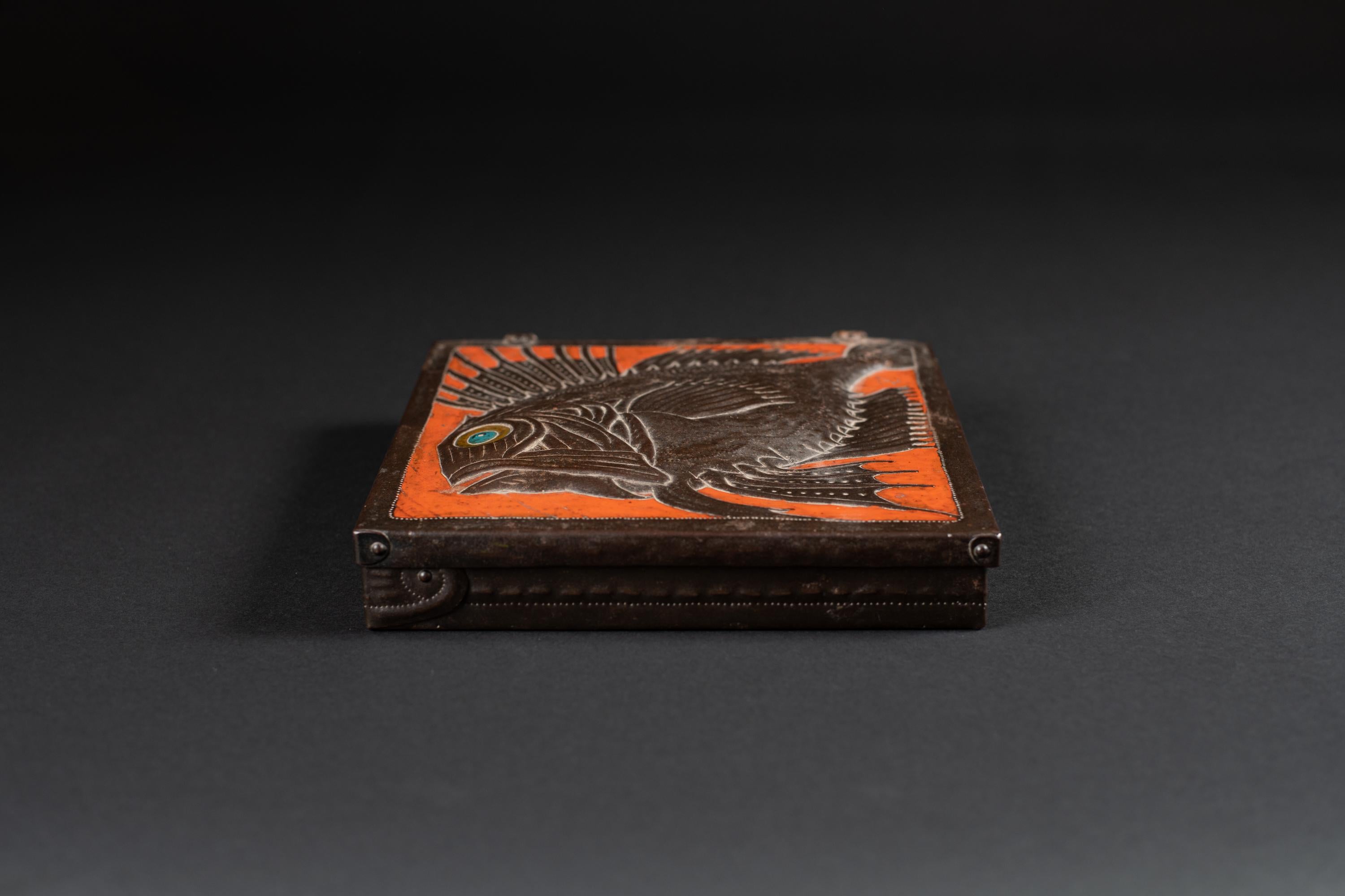 French Art Nouveau Scorpion Fish Repoussé Box by Alfred Daguet For Sale