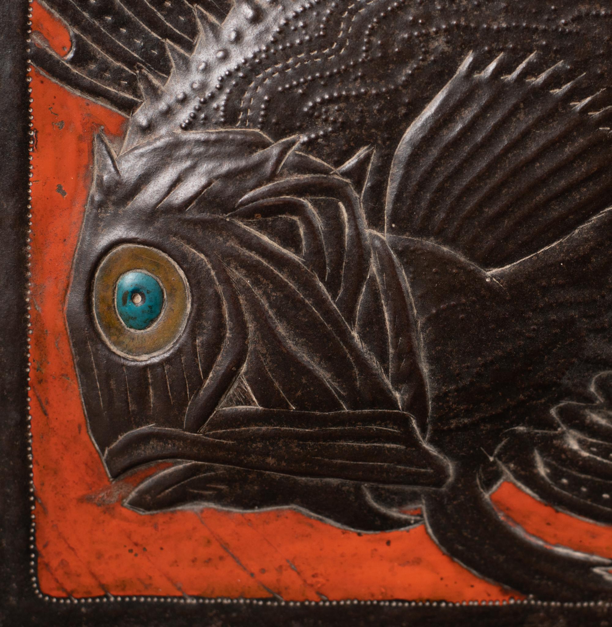 Enamel Art Nouveau Scorpion Fish Repoussé Box by Alfred Daguet For Sale